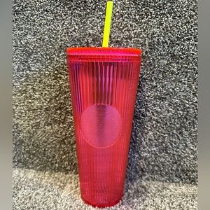Starbucks Summer 2023 Pleated Magenta 24oz Cold Cup
